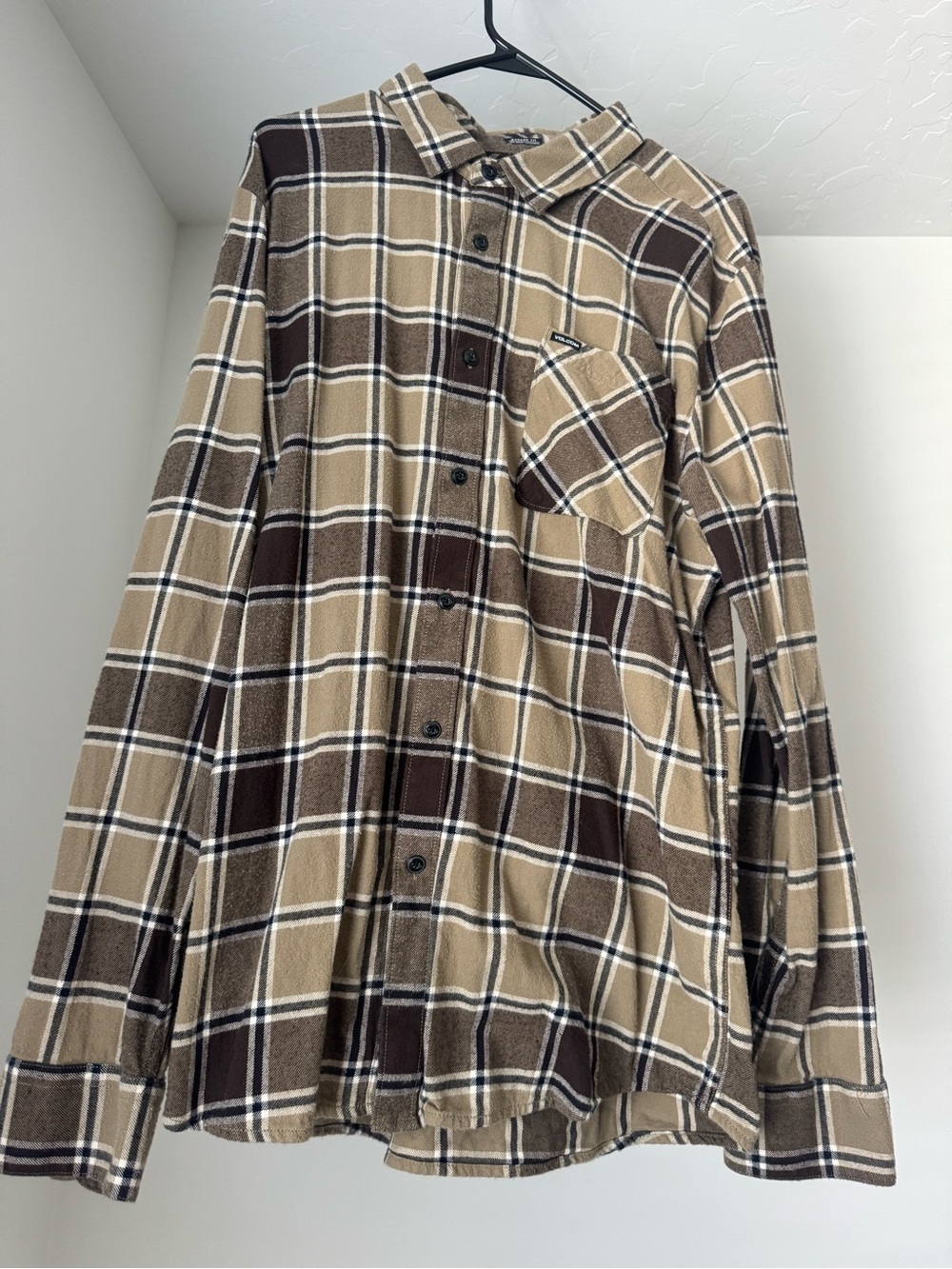 Volcom Brown Plaid Men's Button-Up Shirt